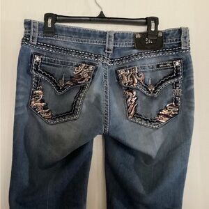 Miss Me Blue Boot Cut Jeans with Embellished Pockets